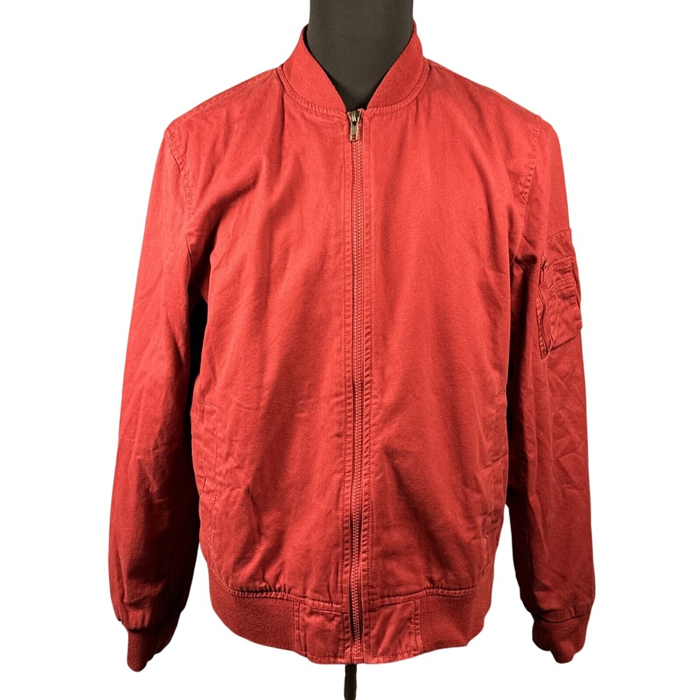 American Rag Red Bomber Jacket Full Zip Lightweight Cotton Mens Medium